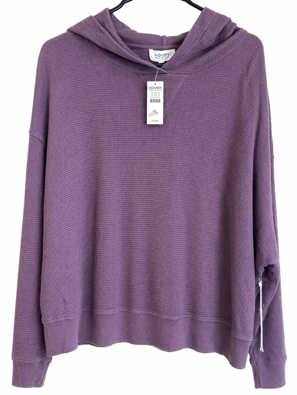 Haven Well Within Muted Purple Waffle Knit Hooded Pullover NWT